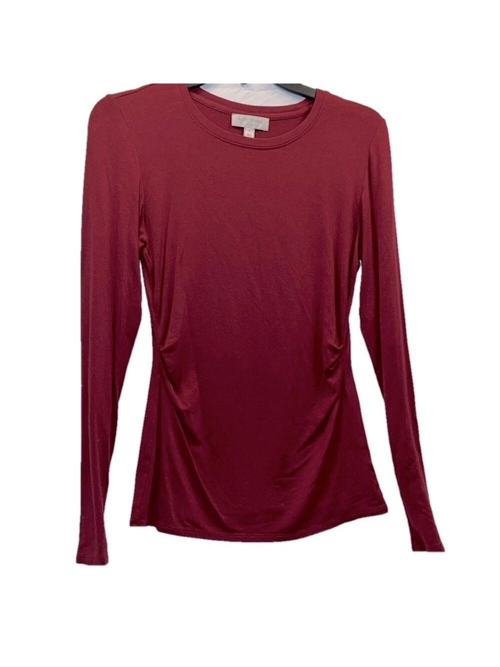 Nordstrom Collection Top, SZ S, PTP 17”, L 24”, Long Sleeve, Cinched Sides Front